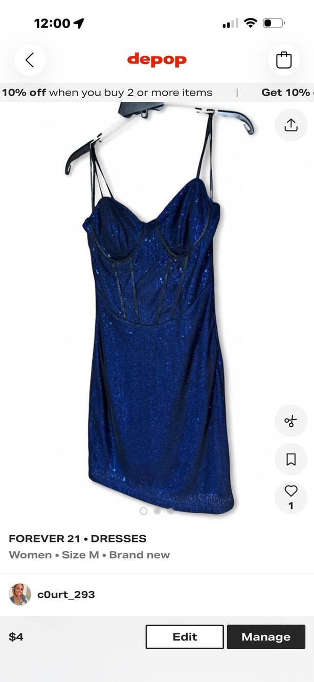 Forever 21 Blue Sequin Corset Mini Dress Size M